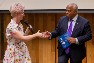 Guest speakers Emily Thomas and Lord Michael Hastings