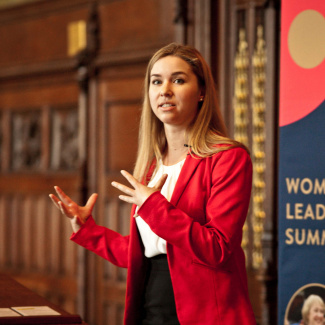 Baillie speaking at Women's Leadership Summit