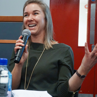 Baillie speaking at Harvard Women Who Lead